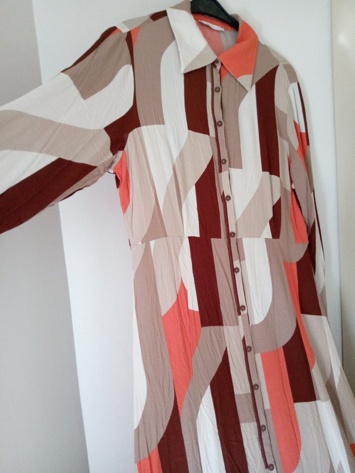 De facto Turkuaz Bohem Uzun Kollu Uzun Elbise - Görsel 5