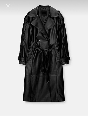 PULL BEAR XS OVERSİZE YUMUŞAK DERİ TRENÇKOT KUŞAKLI