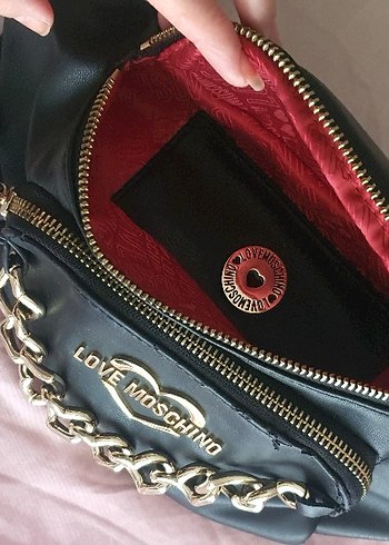 Love Moschino Love Moschino Zincir Detaylı Siyah Deri Kadın Çanta