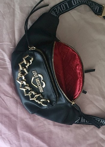 Love Moschino Zincir Detaylı Siyah Deri Kadın Çanta
