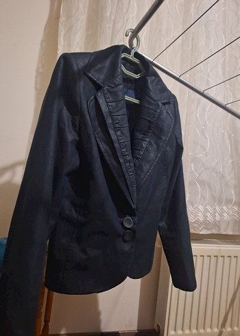 Kadın Siyah Deri Blazer Ceket - Görsel 3