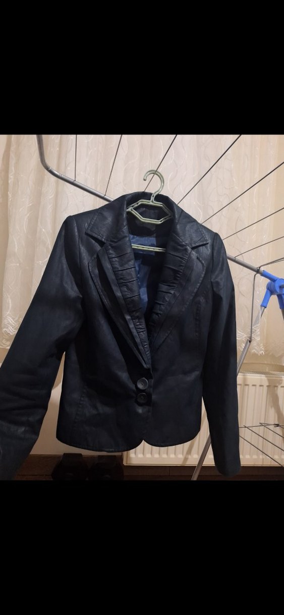 Kadın Siyah Deri Blazer Ceket - Görsel 5