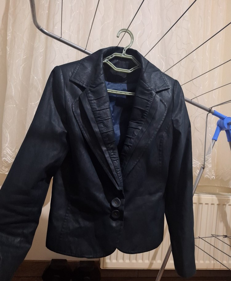 Kadın Siyah Deri Blazer Ceket - Görsel 2