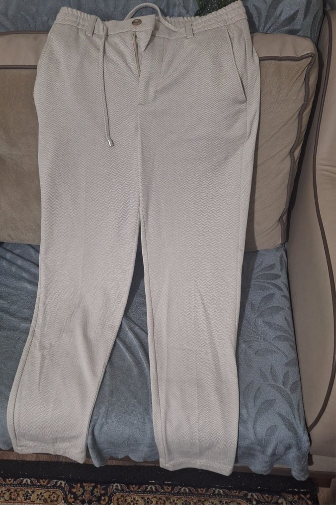 Bej Erkek Kumaş Rahat Kesim Pantolon - Görsel 2