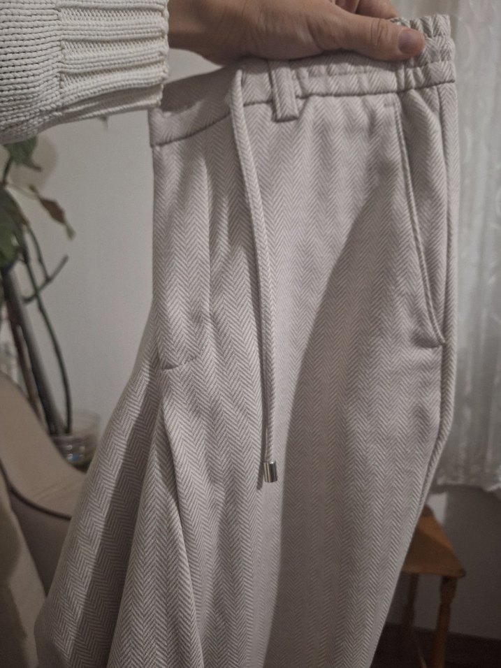 Bej Erkek Kumaş Rahat Kesim Pantolon - Görsel 4