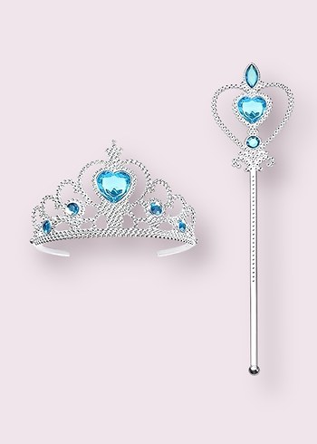 Mavi Taşlı Çocuk Tacı ve Asa Seti - Görsel 2