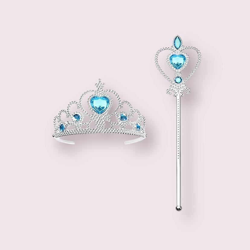 Mavi Taşlı Çocuk Tacı ve Asa Seti - Görsel 2