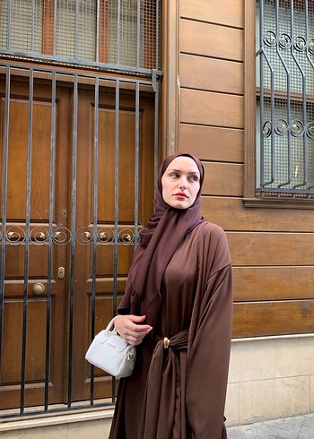 Kahverengi Gold Detaylı Abaya