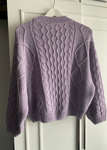Mor Örgü Kadın Kazak, Rahat Kesim, Bisiklet Yaka - Görsel 7
