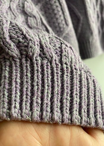 Mor Örgü Kadın Kazak, Rahat Kesim, Bisiklet Yaka - Görsel 8