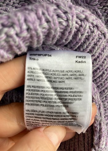 Mor Örgü Kadın Kazak, Rahat Kesim, Bisiklet Yaka - Görsel 5