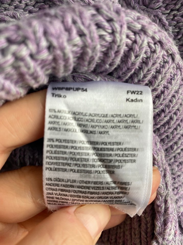 Mor Örgü Kadın Kazak, Rahat Kesim, Bisiklet Yaka - Görsel 5