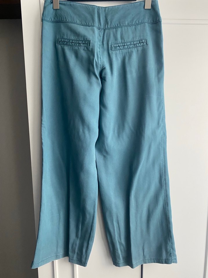 Düğmeli Turkuaz Kadın Denim Pantolon - Görsel 5