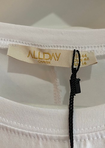 Allday Baskılı Uzun Kollu Beyaz Pamuklu Kadın Tunik/ Elbise - Görsel 2