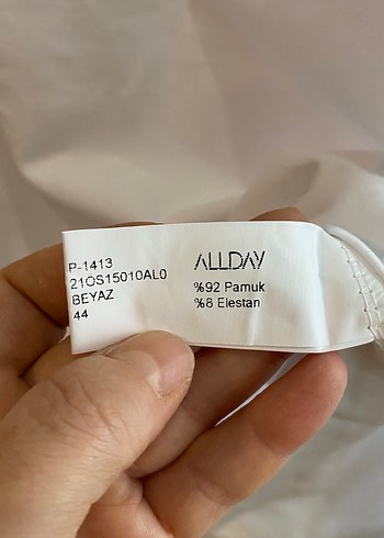 Allday Baskılı Uzun Kollu Beyaz Pamuklu Kadın Tunik/ Elbise - Görsel 5