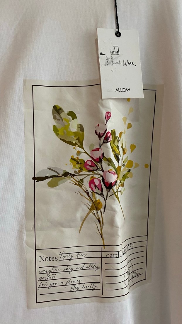 Allday Baskılı Uzun Kollu Beyaz Pamuklu Kadın Tunik/ Elbise - Görsel 3