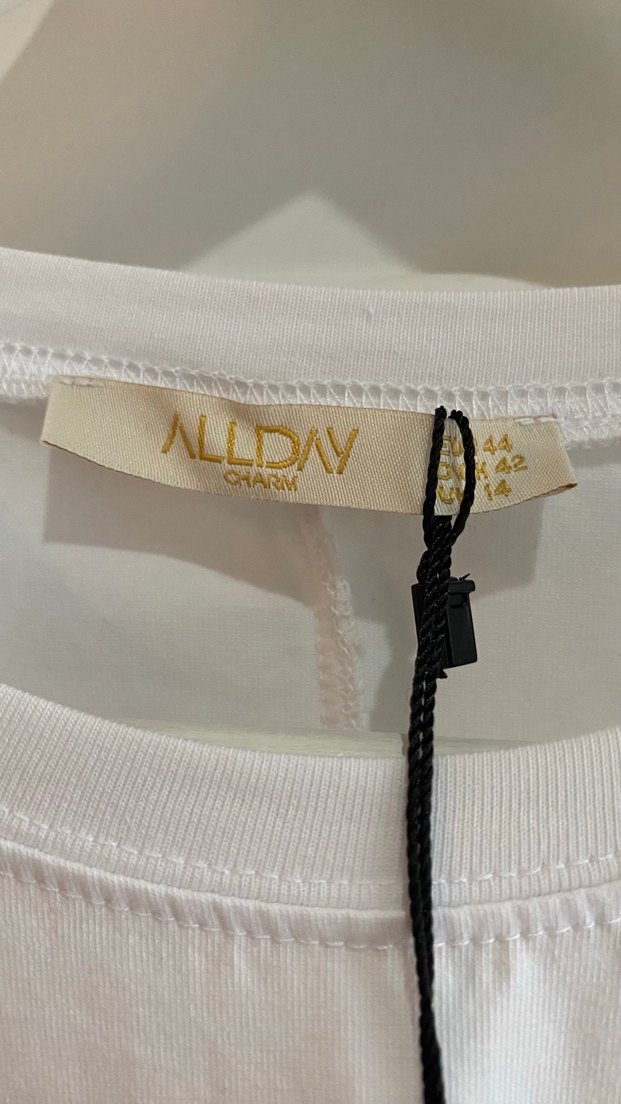 Allday Baskılı Uzun Kollu Beyaz Pamuklu Kadın Tunik/ Elbise - Görsel 2