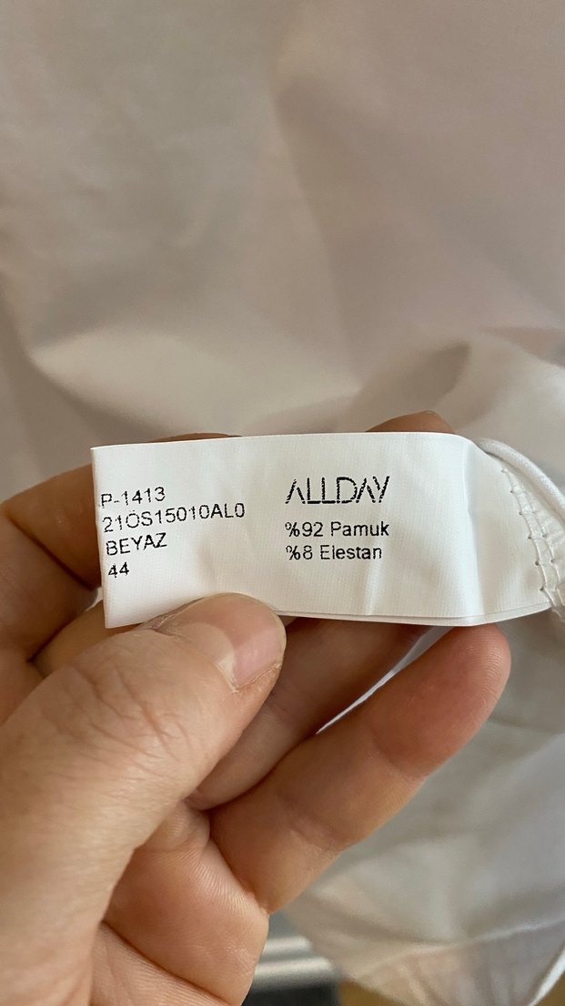 Allday Baskılı Uzun Kollu Beyaz Pamuklu Kadın Tunik/ Elbise - Görsel 5