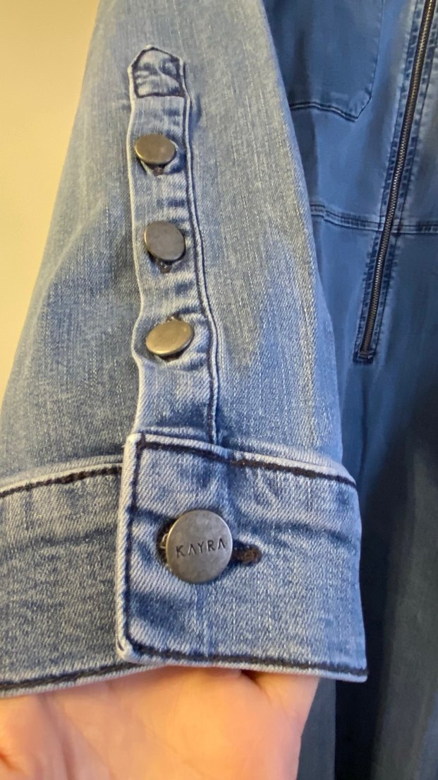 Uzun Jean Elbise, Fermuarlı, Gri Mavi - Görsel 4