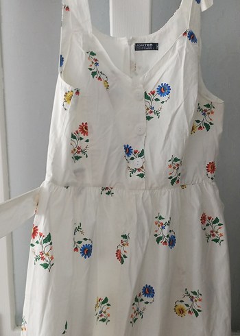 Beyaz Bohem Midi Elbise - Görsel 5