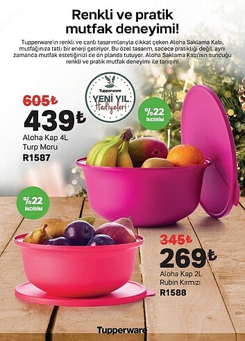 Tupperware aloha saklama kabı 