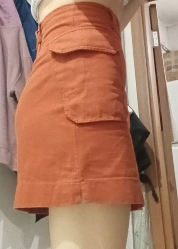 vintage mini etek rengi turuncu - Görsel 3