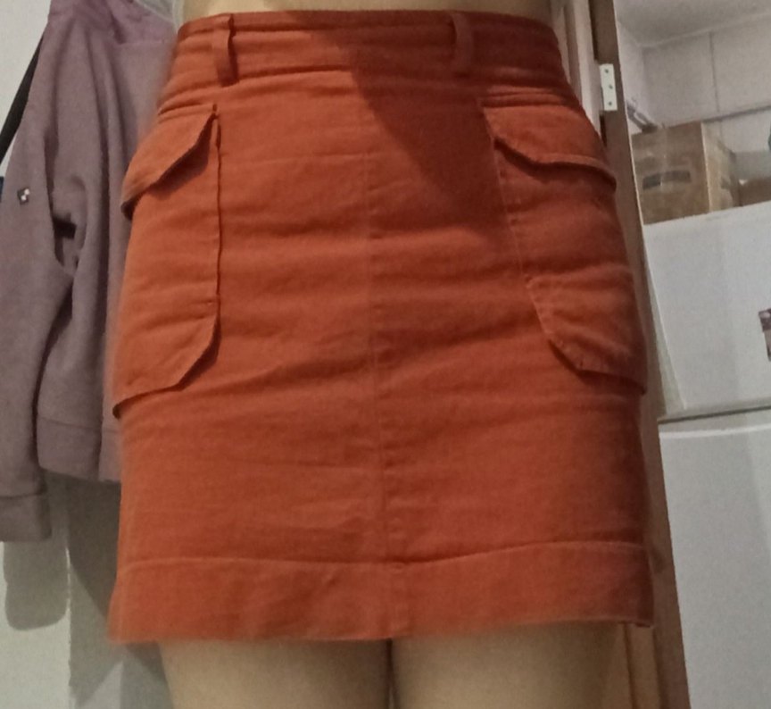 vintage mini etek rengi turuncu - Görsel 2