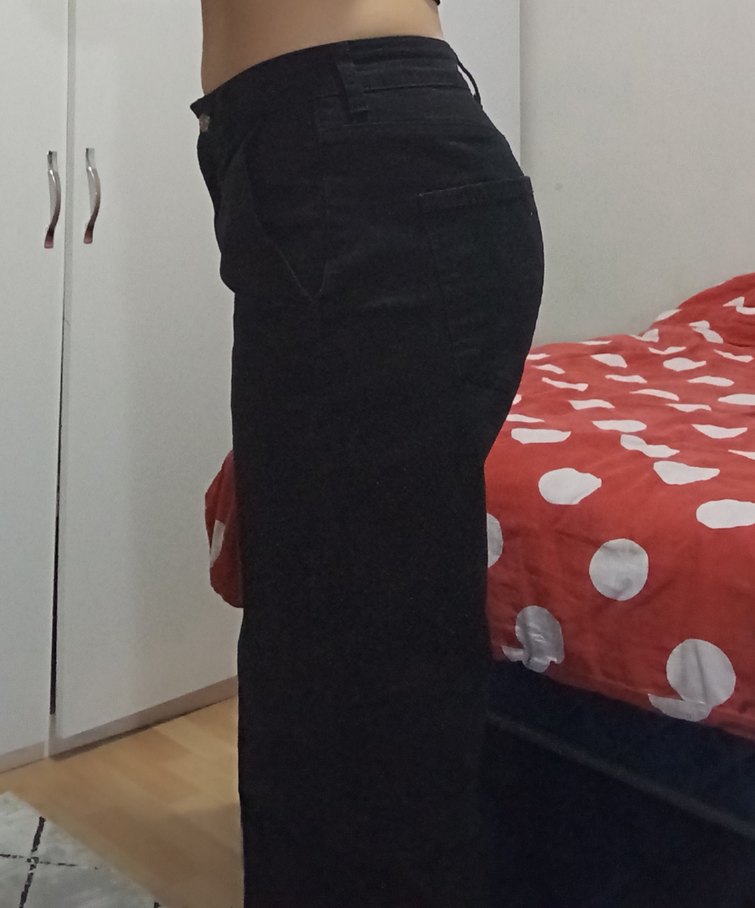 Siyah Bol Kesim Yüksek Bel Kot Pantolon - Görsel 3