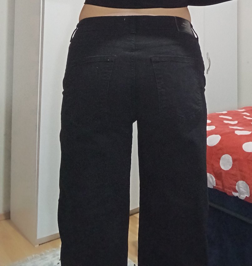 Siyah Bol Kesim Yüksek Bel Kot Pantolon - Görsel 4