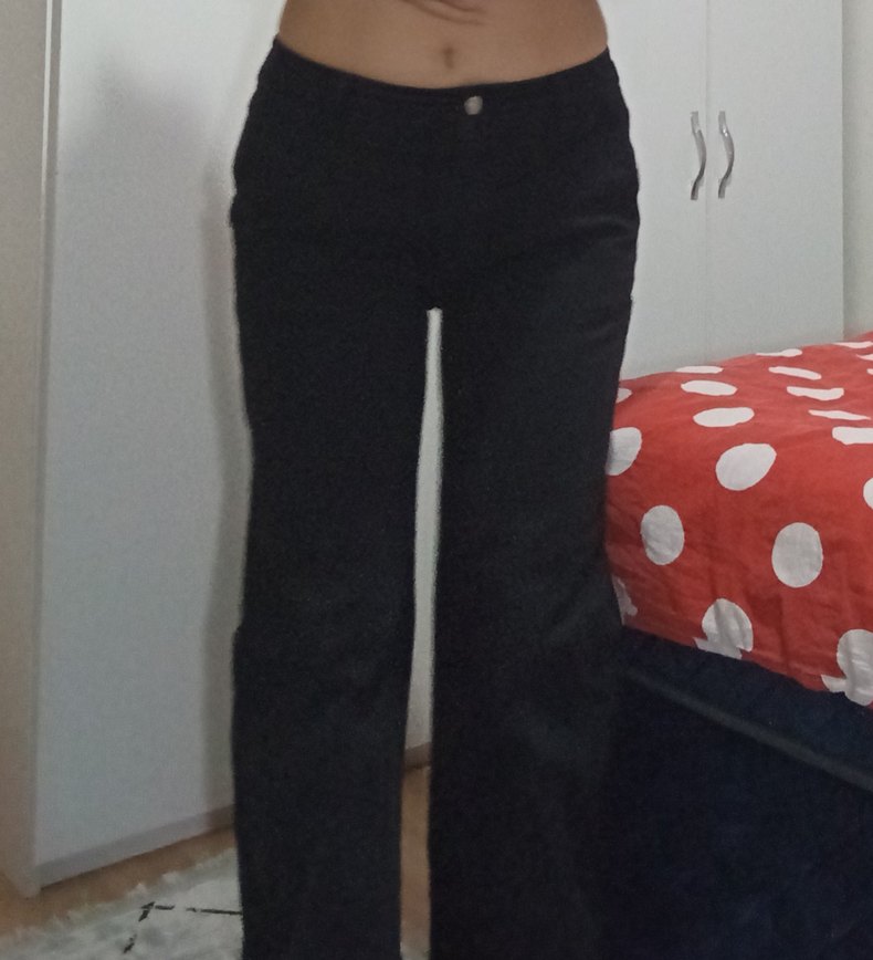 Siyah Bol Kesim Yüksek Bel Kot Pantolon - Görsel 2