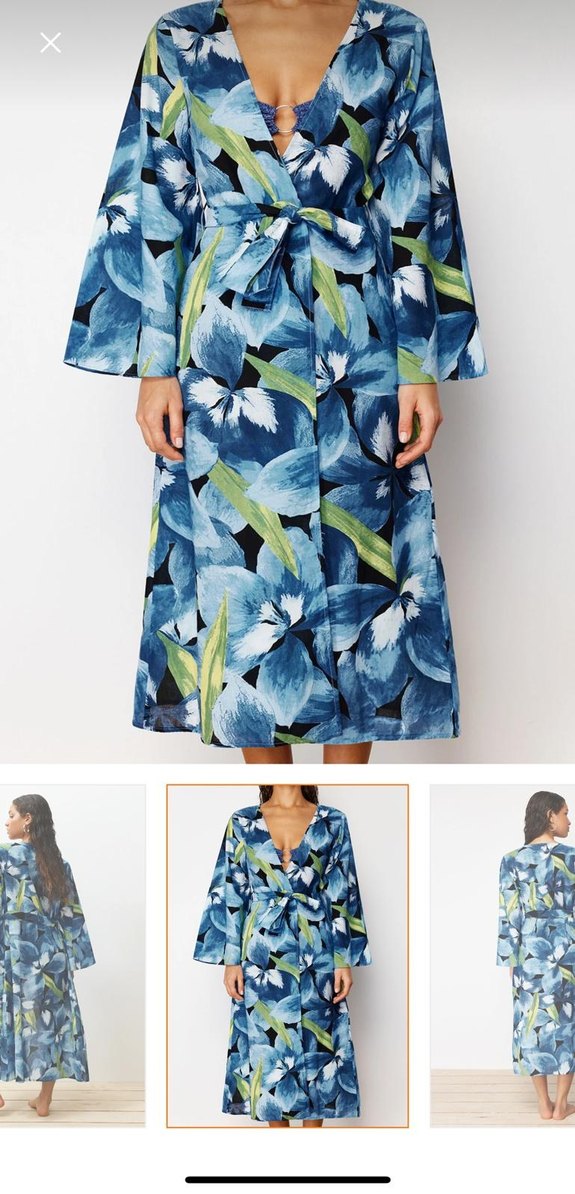 Kadın Mavi Bağlamalı Midi kimono - Görsel 2