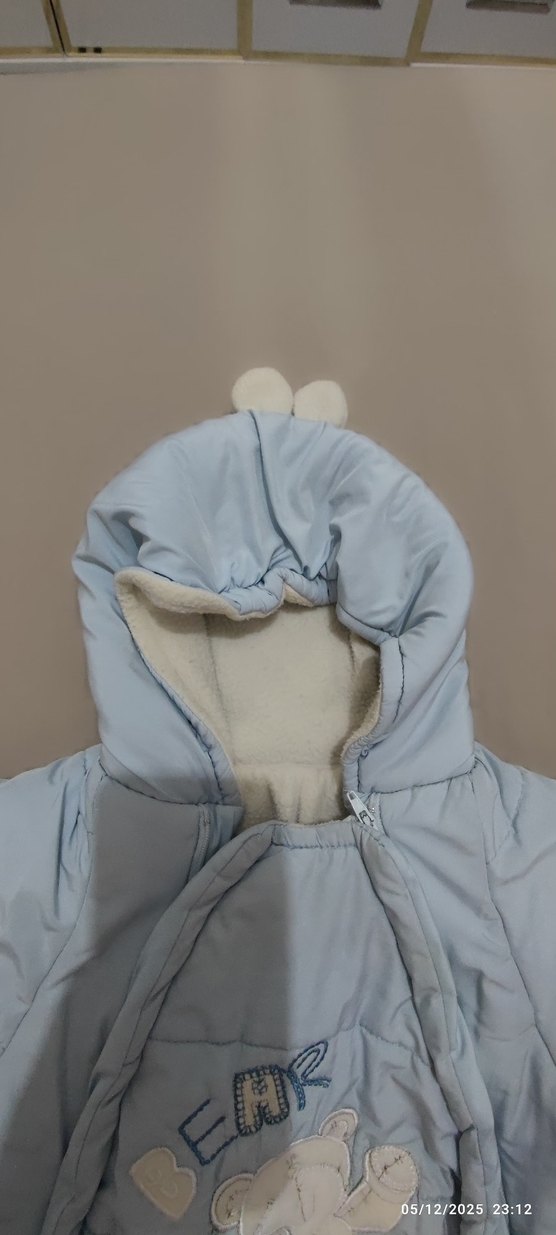 Mavi Erkek Bebek Nakışlı Triko Tulumu - Görsel 4