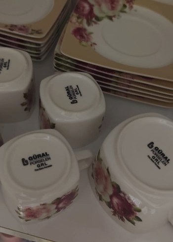 Pastel Çiçek Desenli Beyaz Porselen Fincan Takımı - Görsel 2