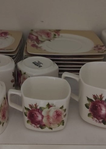 Pastel Çiçek Desenli Beyaz Porselen Fincan Takımı - Görsel 5