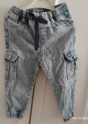 Erkek Gri Düğmeli Bol Kesim Denim Pantolon - Görsel 3
