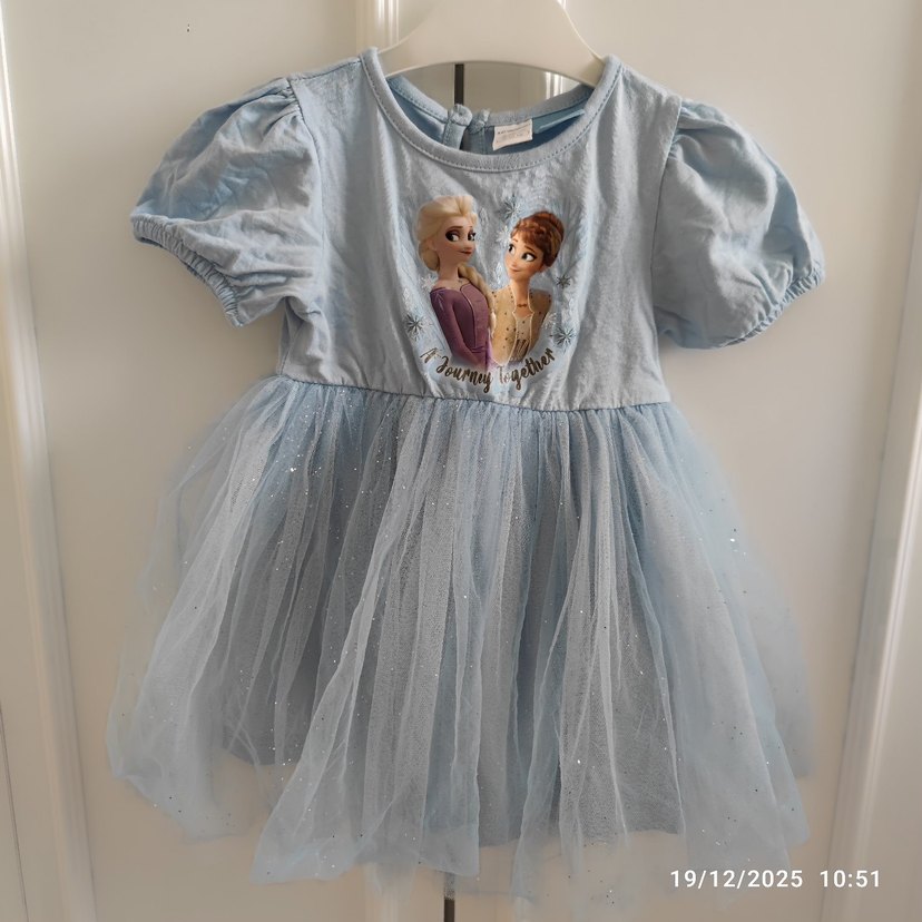 Kız Çocuk Mavi Tül Detaylı Elbise - Görsel 2