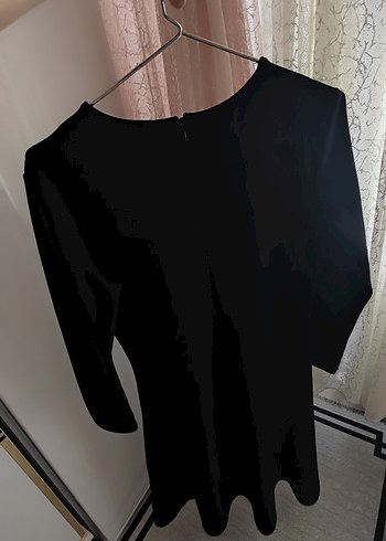 Siyah V Yaka Uzun Kollu elbise - Görsel 6