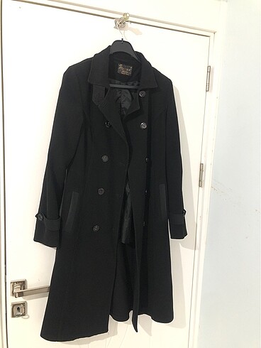 Pierre Cardin siyah uzun kaşe kaban