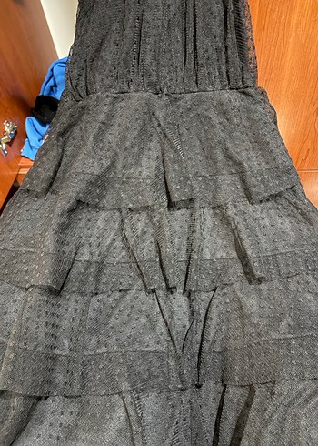 Kısa Siyah  Fırfırlı Gotik Elbise - Görsel 4