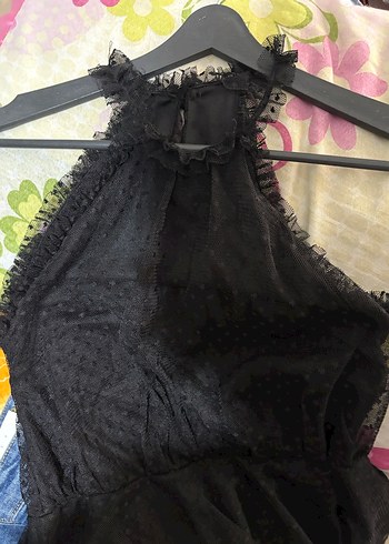 Kısa Siyah  Fırfırlı Gotik Elbise - Görsel 2