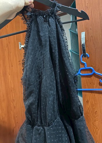 Kısa Siyah  Fırfırlı Gotik Elbise - Görsel 3