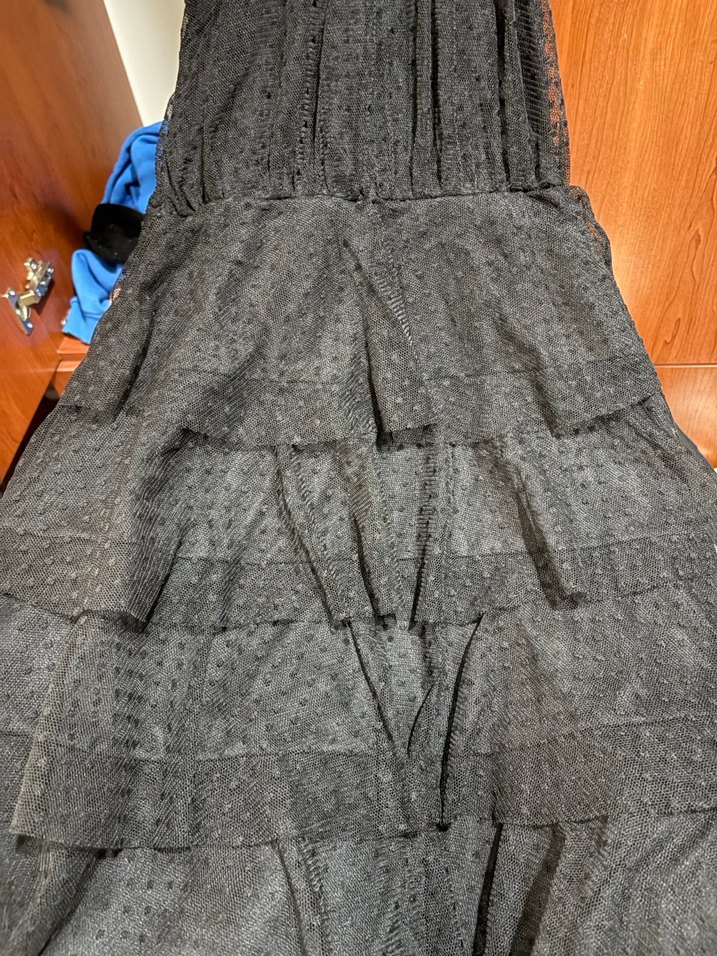 Kısa Siyah  Fırfırlı Gotik Elbise - Görsel 4