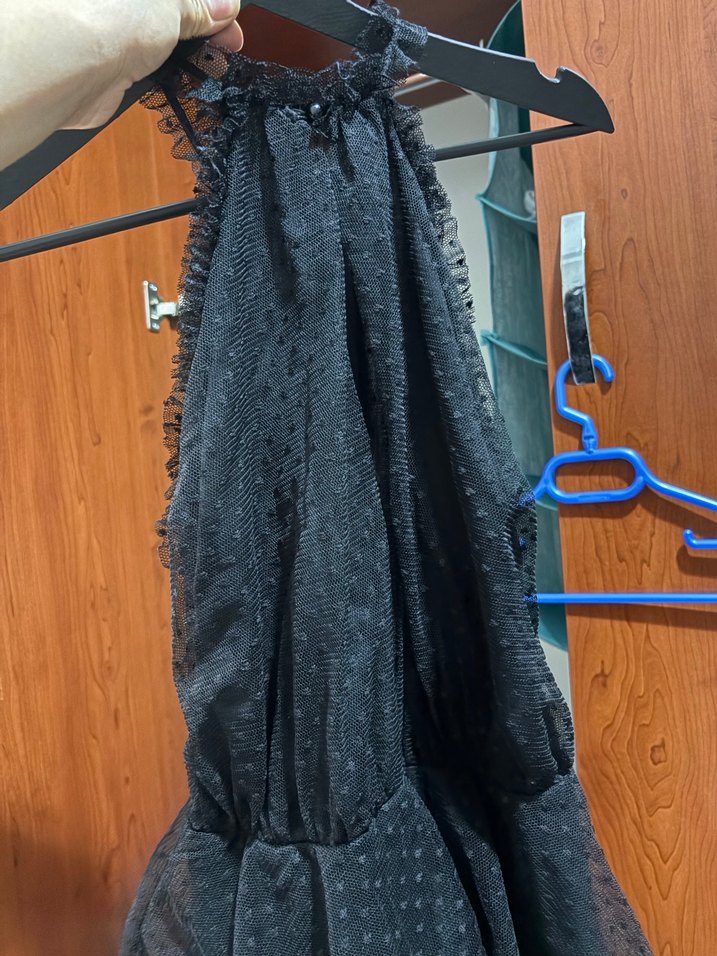 Kısa Siyah  Fırfırlı Gotik Elbise - Görsel 3