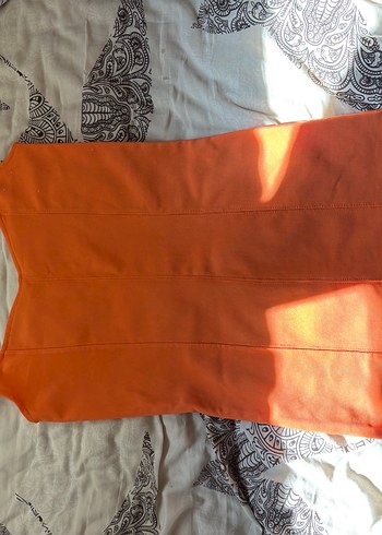 Parlak Turuncu dar elbise - Görsel 2