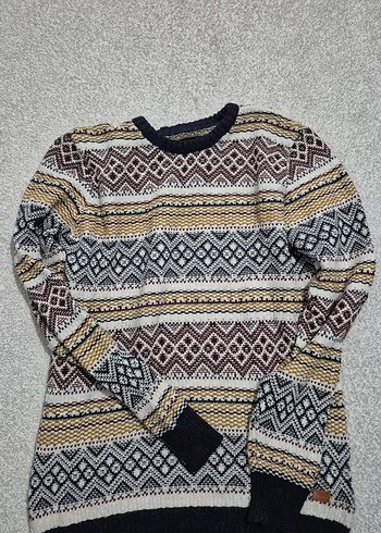 Desenli Gri Triko Erkek Kazak - Görsel 2