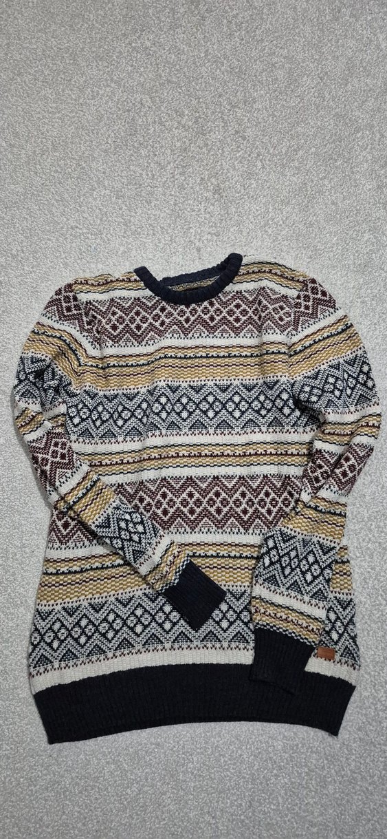 Desenli Gri Triko Erkek Kazak - Görsel 2