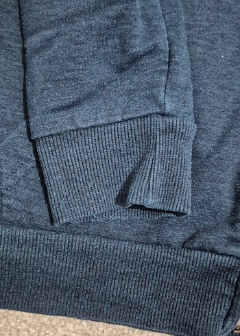 Mavi Kapüşonlu Fermuarlı Erkek Sweatshirt - Görsel 4