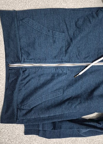 Mavi Kapüşonlu Fermuarlı Erkek Sweatshirt - Görsel 3