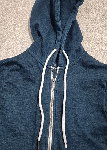 Mavi Kapüşonlu Fermuarlı Erkek Sweatshirt - Görsel 2