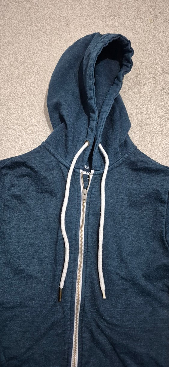 Mavi Kapüşonlu Fermuarlı Erkek Sweatshirt - Görsel 2